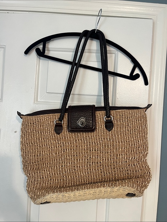 Brighton Handbags - Brighton Tan and Dark Brown Woven Tote